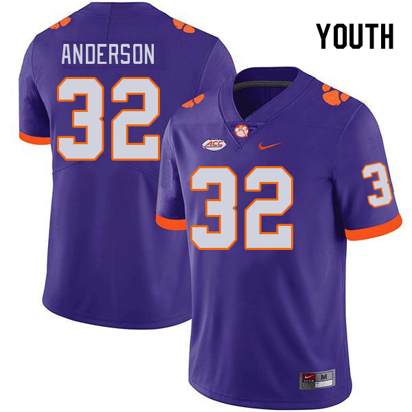 Youth Clemson Tigers Jamal Anderson #32 College Purple NCAA Authentic Football Stitched Jersey 23UX30PF